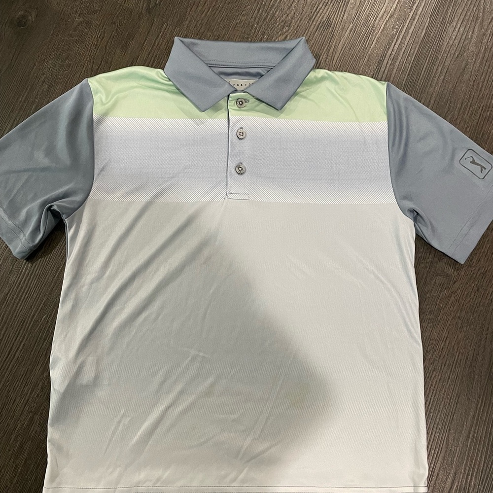 PGA Tour Gray and Mint Kids Polo